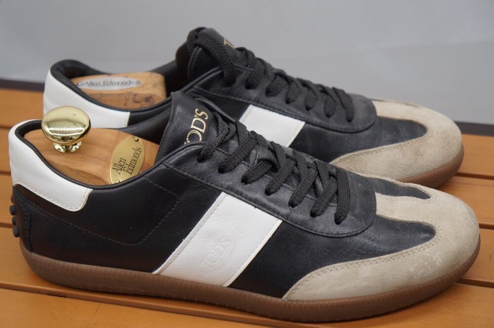 Tod's Sport Sneakers Suede Black Tie Up Side Logo Athletic Shoes Sz 40.5